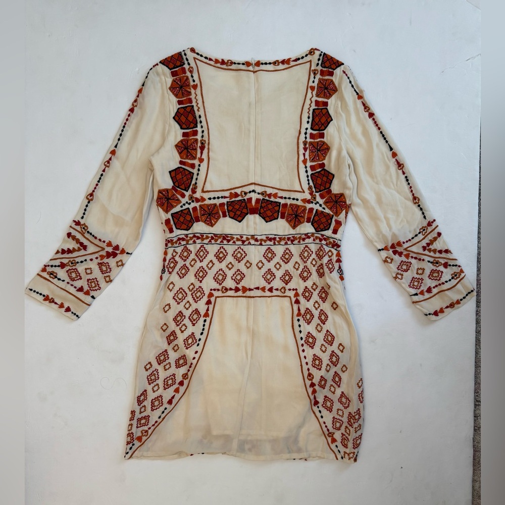 Antik Batik Cream Embroidered Mini Dress – Boho Festival Vibe - Picture 5 of 14